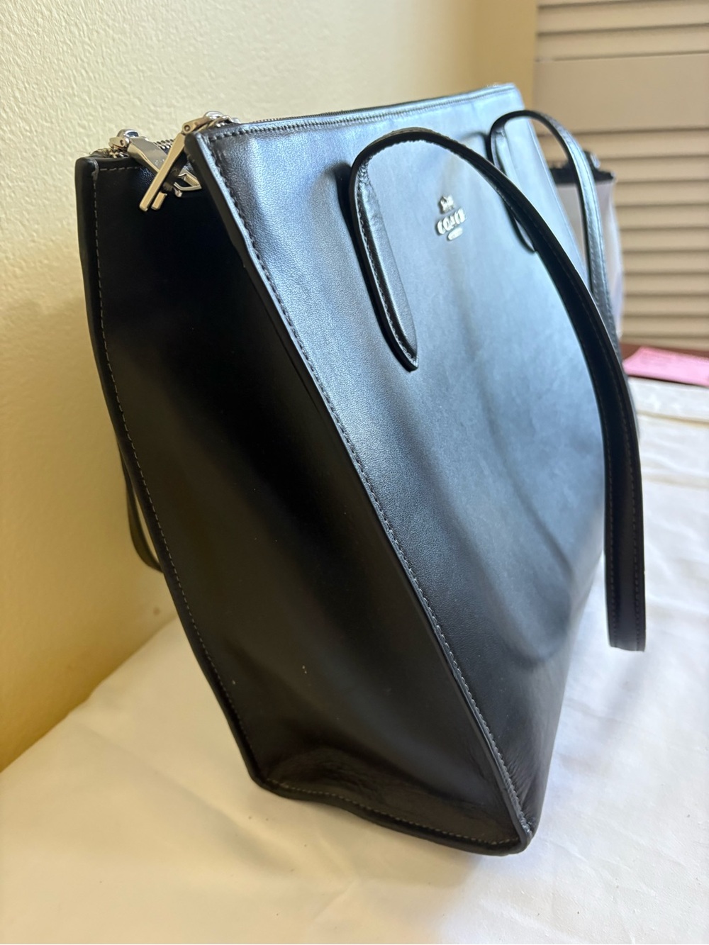 Coach Black Leather Laptop Tote Work Bag EUC - Picture 4 of 7